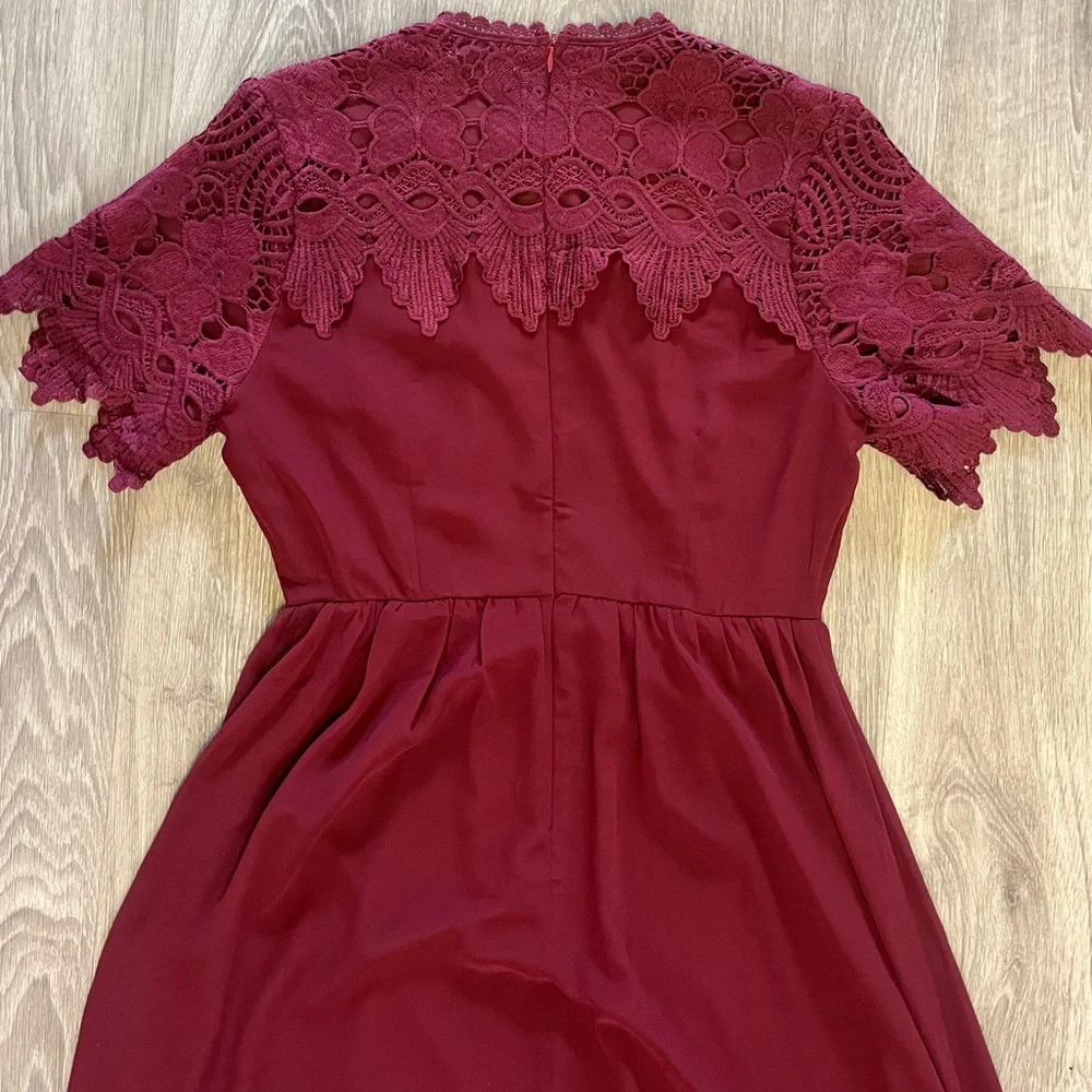 Roolee Fiona Dress Modest Lace Maxi Dress Red Size S - Picture 7 of 10